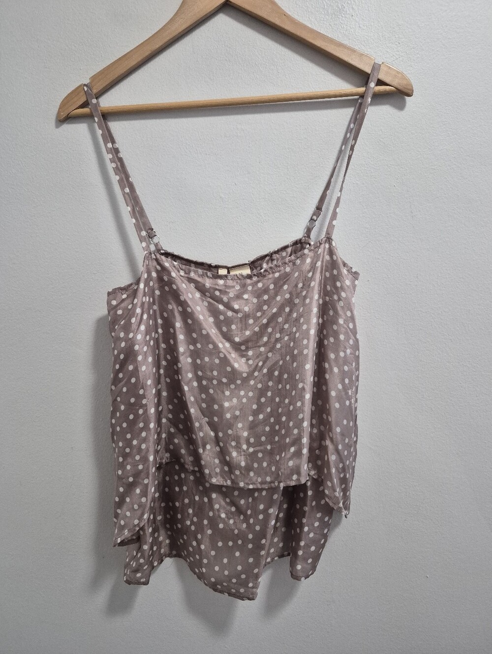 Covet NWT Polka Dot 100% Silk Double Layer Cami Tank Size Small